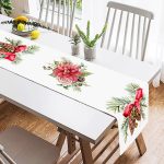 - SuetRunner-10184-1 - Realhomes Özel Tasarım Kurdeleli Kozalak Motifli Dijital Baskılı Dekoratif Süet Runner Realhomes