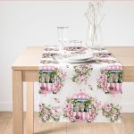 Çiçek Demetleri Özel Tasarım Dijital Baskılı Dekoratif Süet Runner Realhomes