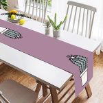 - SuetRunner-10220-1 - Realhomes Açık Mor Zemin Sade Kaktüs Tasarımlı Dijital Baskılı Dekoratif Süet Runner Realhomes