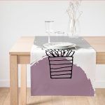 - SuetRunner-10221 - Realhomes Renkli Zemin Kaktüs Tasarımlı Dijital Baskılı Modern Süet Runner Realhomes