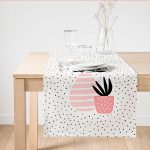 - SuetRunner-10225 - Realhomes  Krem Kumlama Zemin Vazo Desenli Dijital Baskılı Modern Süet Runner Realhomes