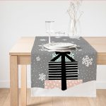 - SuetRunner-10248 - Realhomes  Gri Kar Taneli Zemin Hediye Paketleri Desenli Dijital Baskılı Dekoratif Süet Runner Realhomes