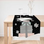 Siyah Kar Taneli Zemin Hediye Paketleri Desenli Dijital Baskılı Modern Süet Runner Realhomes