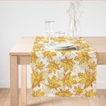 Gold Yaprak Motifli Dijital Baskılı Modern Süet Runner Realhomes