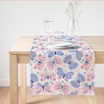 - SuetRunner-10361 - Realhomes  Renkli Kelebek Motifli Dijital Baskılı Modern Süet Runner Realhomes