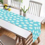 - SuetRunner-10377-1 - Realhomes  Mavi Zemin Papatya Çizimli Dijital Baskılı Modern Süet Runner Realhomes