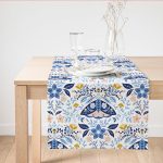 - SuetRunner-10408 - Realhomes  Çiçekli Özel Tasarım Dijital Baskılı Dekoratif Süet Runner Realhomes