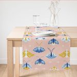 - SuetRunner-10409 - Realhomes Pembe Zemin Renkli Kelebekler Özel Tasarım Dijital Baskılı Modern Süet Runner Realhomes