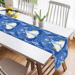 Mavi Zemin Kelebek & Çiçekli Özel Tasarım Dijital Baskılı Modern Süet Runner Realhomes