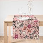 - SuetRunner-10414 - Realhomes Papatya & Gül Tasarımlı Dijital Baskılı Dekoratif Süet Runner Realhomes