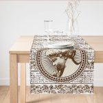 - SuetRunner-10423 - Realhomes  Karakalem Çiçek & Yazı & Portre Desenli Dijital Baskılı Modern Süet Runner Realhomes