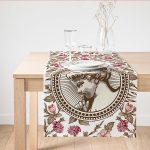 - SuetRunner-10426 - Realhomes Rengarenk Çiçek Portre Motifli Dijital Baskılı Dekoratif Süet Runner Realhomes