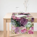- SuetRunner-11 - Realhomes  Pembe Güller Dijital Baskılı Dekoratif Süet Runner Realhomes