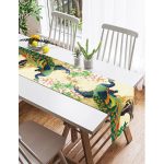 - SuetRunner-226-1 - Realhomes Tavus Kuşu Dijital Baskılı Dekoratif Süet Runner Realhomes