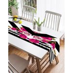 - SuetRunner-3994-2-1 - Realhomes  Siyah Beyaz Zeminde Çiçek Desenli Özel Tasarım Dijital Baskılı Modern Süet Runner Realhomes