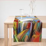 - SuetRunner-5590 - Realhomes  Renkli Sulu Boya Çizimli Gece Kondu Evleri Motifli Dekoratif Süet Runner Realhomes