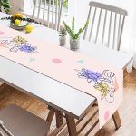 - SuetRunner-5778-1 - Realhomes  Pembe Zeminde Gül Motifli Bohemian Dekoratif Süet Runner Realhomes