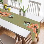 - SuetRunner-5884-1 - Realhomes Geleneksel Japon Kadın Figürü Dijital Baskılı Özel Tasarım Dekoratif Modern Süet Runner Realhomes