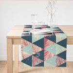 Renkli Zemin Üzerinde Üçgen Desenli Dijital Baskılı Modern Süet Runner Realhomes