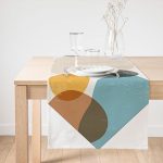 Renkli Zemin Üzerinde Onedraw Çizimli Oval Desenli Dijital Baskılı Modern Süet Runner Realhomes