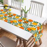 - SuetRunner-7401-1 - Realhomes  Renkli Zeminde Onedraw Çizimli Limon Desenli Dijital Baskılı Modern Süet Runner Realhomes