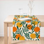 - SuetRunner-7401 - Realhomes  Renkli Zeminde Onedraw Çizimli Limon Desenli Dijital Baskılı Modern Süet Runner Realhomes