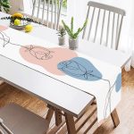 - SuetRunner-7424-1 - Realhomes  Beyaz Zeminde Onedraw Çizimli Gül Motifli Dijital Baskılı Modern Süet Runner Realhomes