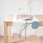 - SuetRunner-7424 - Realhomes  Beyaz Zeminde Onedraw Çizimli Gül Motifli Dijital Baskılı Modern Süet Runner Realhomes