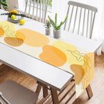 - SuetRunner-7452-1 - Realhomes  Renkli Zeminde Onedraw Çizimli Yaprak Desenli Dijital Baskılı Modern Süet Runner Realhomes