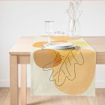 - SuetRunner-7452 - Realhomes  Renkli Zeminde Onedraw Çizimli Yaprak Desenli Dijital Baskılı Modern Süet Runner Realhomes