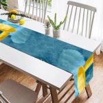 - SuetRunner-7459-1 - Realhomes Renkli Zeminde Oval Çizimli Dijital Baskılı Modern Süet Runner Realhomes