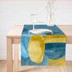 - SuetRunner-7459 - Realhomes Renkli Zeminde Oval Çizimli Dijital Baskılı Modern Süet Runner Realhomes