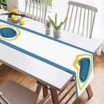 - SuetRunner-7460-1 - Realhomes Renkli Zeminde Oval Çizimli Dijital Baskılı Modern Süet Runner Realhomes