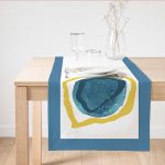 - SuetRunner-7460 - Realhomes Renkli Zeminde Oval Çizimli Dijital Baskılı Modern Süet Runner Realhomes