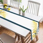 - SuetRunner-7461-1 - Realhomes  Beyaz Zeminde Renkli Yaprak Desenli Dijital Baskılı Modern Süet Runner Realhomes