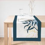 Beyaz Zeminde Renkli Yaprak Desenli Dijital Baskılı Modern Süet Runner Realhomes