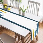 - SuetRunner-7464-1 - Realhomes  Beyaz Zeminde Renkli Yaprak Desenli Dijital Baskılı Modern Süet Runner Realhomes