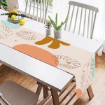 - SuetRunner-7477-1 - Realhomes  Renkli Zeminli Onedraw Çizimli Yaprak Desenli Dijital Baskılı Modern Süet Runner Realhomes