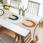 - SuetRunner-7492-1 - Realhomes  Renkli Zeminli One Draw Çizimli Geometrik Desen Dijital Baskılı Modern Süet Runner Realhomes