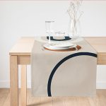 - SuetRunner-7492 - Realhomes  Renkli Zeminli One Draw Çizimli Geometrik Desen Dijital Baskılı Modern Süet Runner Realhomes