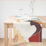 - SuetRunner-7512 - Realhomes  Renkli Zeminli Afrika Kadın Temalı Onedraw Çizim Dijital Baskılı Modern Süet Runner Realhomes