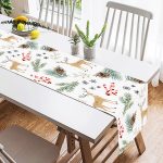 - SuetRunner-8652-1 - Realhomes Beyaz Zemin Üzerinde Renkli Çam Yaprağı Desenli Dijital Baskılı Modern Süet Runner Realhomes