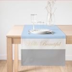 - SuetRunner-9284 - Realhomes Hello Beautiful Mavi & Gri Dijital Baskılı Dekoratif Süet Runner Realhomes