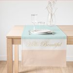 - SuetRunner-9285 - Realhomes Hello Beautiful Mint Yeşili & Ten Rengi Dijital Baskılı Modern Süet Runner Realhomes