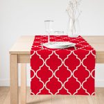 - SuetRunner-9400 - Realhomes Kırmızı Ogea Desenli Dijital Baskılı Modern Süet Runner Realhomes