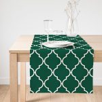 - SuetRunner-9401 - Realhomes  Yeşil Ogea Desenli Dijital Baskılı Dekoratif Süet Runner Realhomes