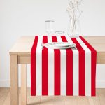 - SuetRunner-9403 - Realhomes Kırmızı Beyaz Düz Çizgi Tasarımlı Dijital Baskılı Dekoratif Süet Runner Realhomes