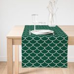 - SuetRunner-9408 - Realhomes  Yeşil Pul Tasarımlı Dijital Baskılı Modern Süet Runner Realhomes