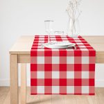 Kırmızı Ekose Tasarımlı Dijital Baskılı Modern Süet Runner Realhomes