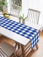 Lacivert Ekose Tasarımlı Dijital Baskılı Modern Süet Runner Realhomes